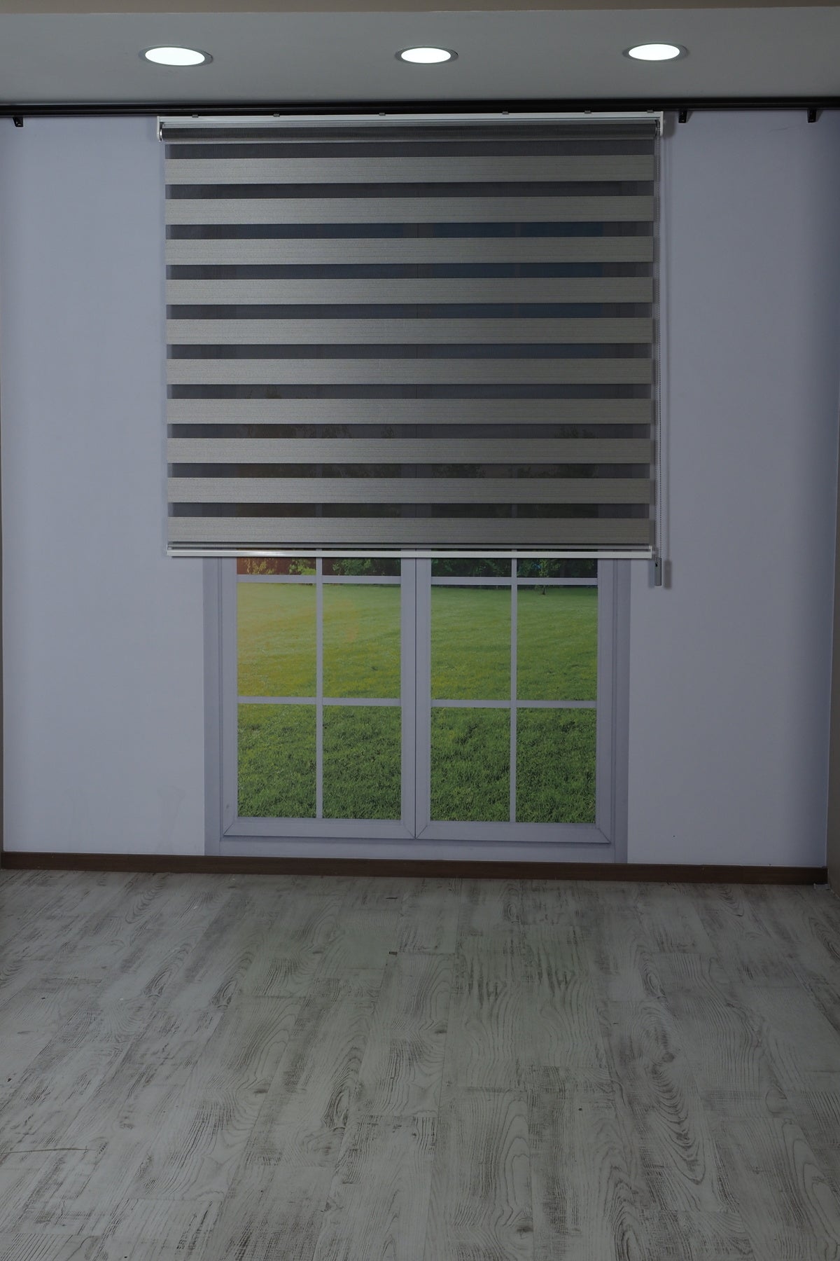 Zebra Dar Pileli %100 Blackout (Karartma) Gece Gündüz Yüksek Kalite Gri Zebra Perde