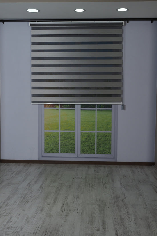 Zebra Dar Pileli %100 Blackout (Karartma) Gece Gündüz Yüksek Kalite Gri Zebra Perde