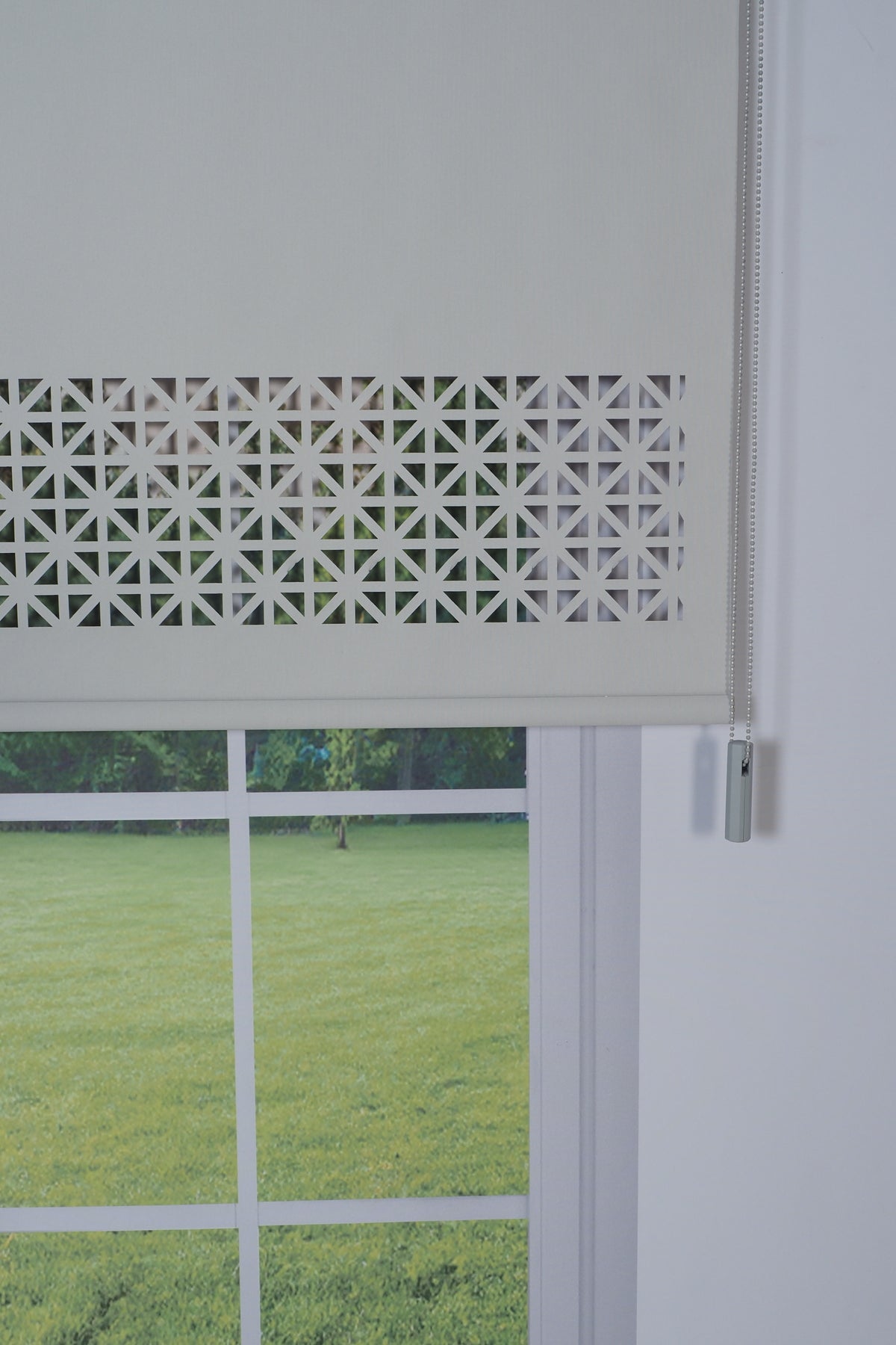 Lazer Kesim Dekoratif Stor Perde 24 cm | İthal Mat Polyester | Açık Gri | Oda Karanlığı