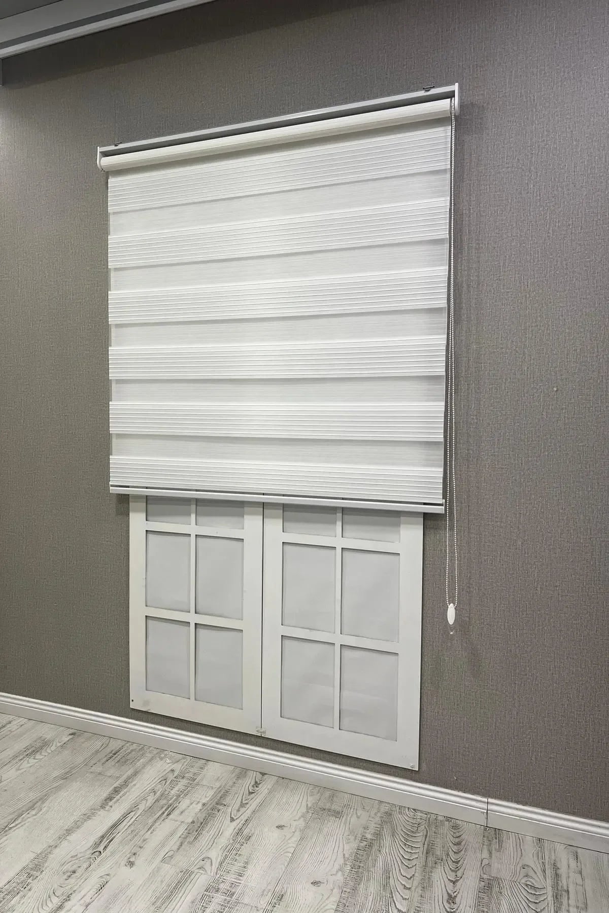 Zebra Stor Perde Geniş Plise Güneşlik Perde Beyaz