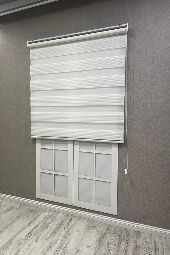 Zebra Stor Perde Geniş Plise Güneşlik Perde Beyaz