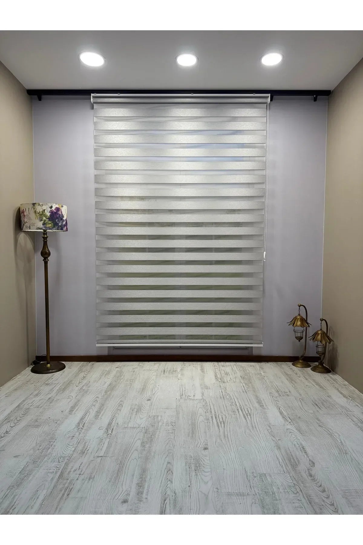 Gri Işık Geçirmez Zebra Stor Perde - Karartma Özellikli, Yüksek Kalite Kumaş