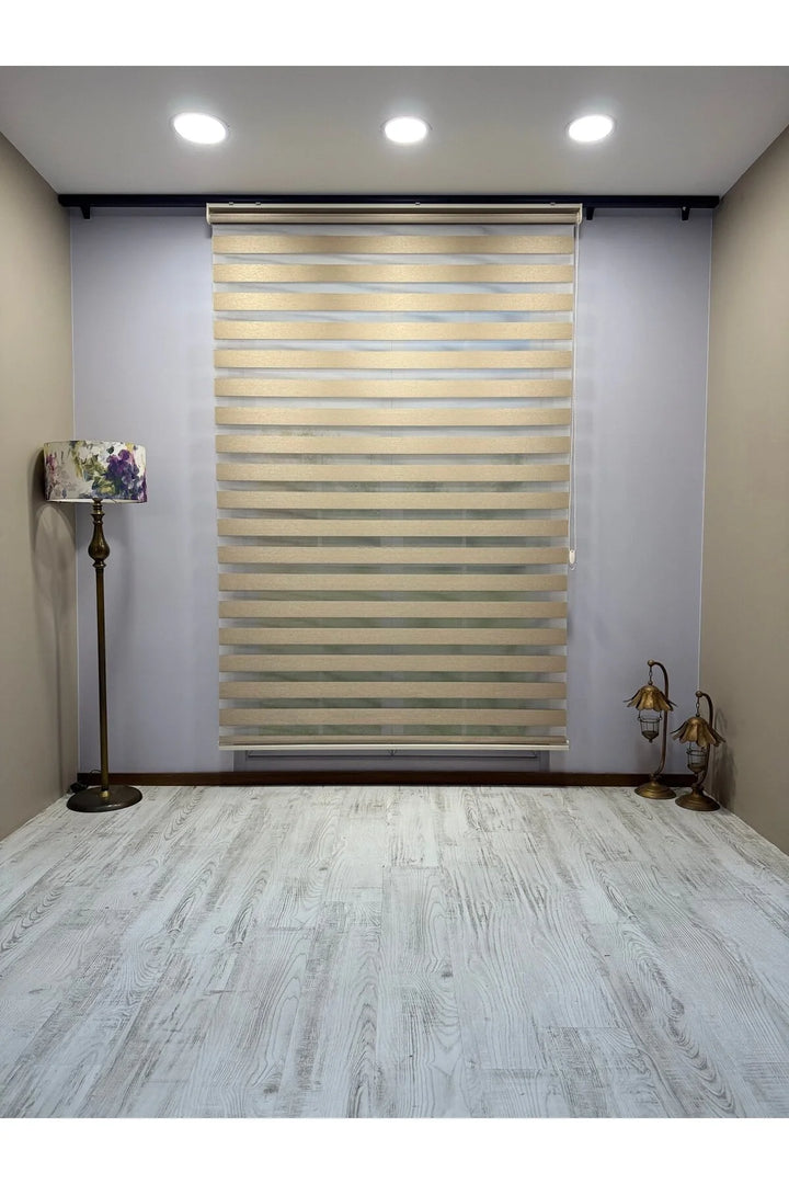 Tarçın Bej Işık Geçirmez Zebra Stor Perde - Karartma Özellikli, Yüksek Kalite Kumaş