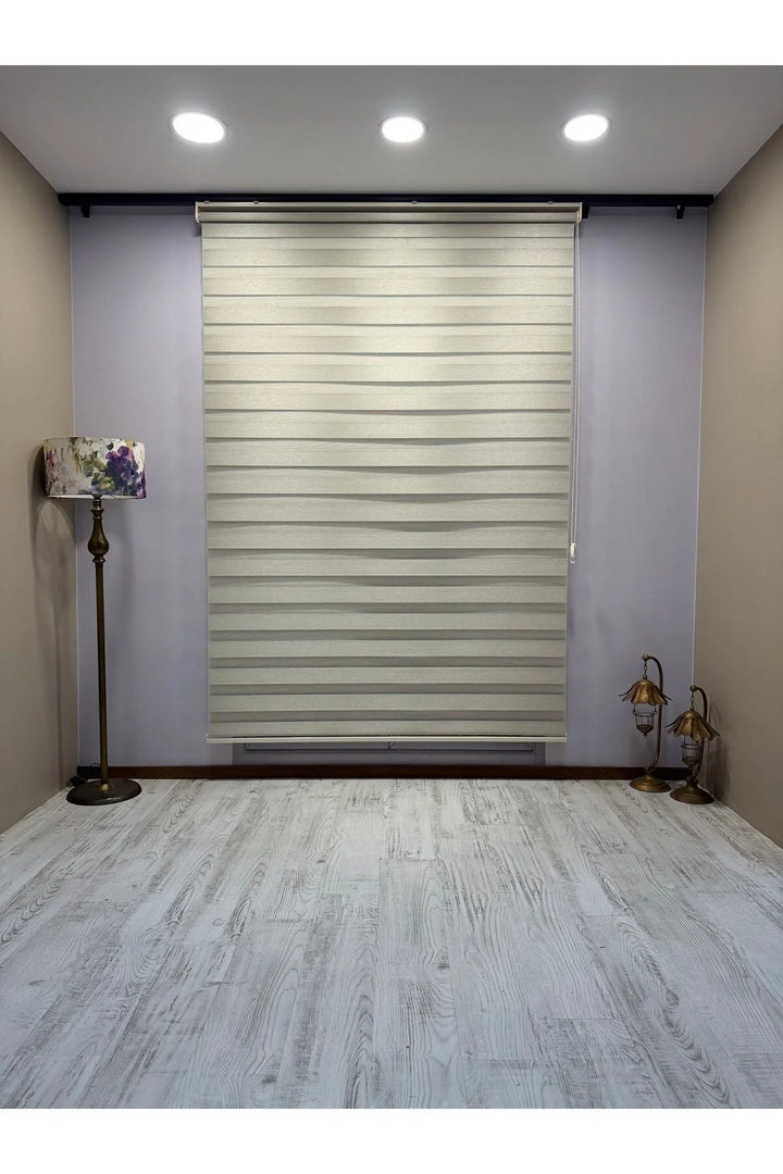 Kırık Bej Işık Geçirmez Zebra Stor Perde - Karartma Özellikli, Yüksek Kalite Kumaş