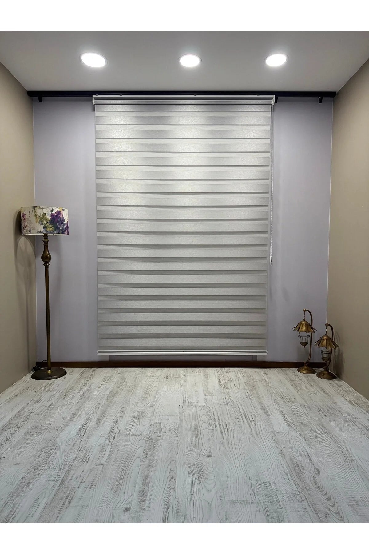 Gri Işık Geçirmez Zebra Stor Perde - Karartma Özellikli, Yüksek Kalite Kumaş