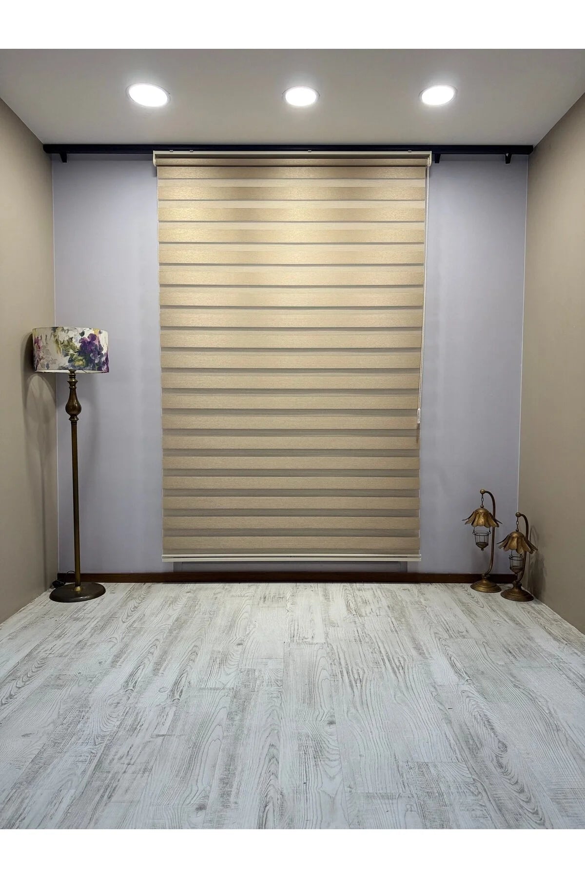 Tarçın Bej Işık Geçirmez Zebra Stor Perde - Karartma Özellikli, Yüksek Kalite Kumaş