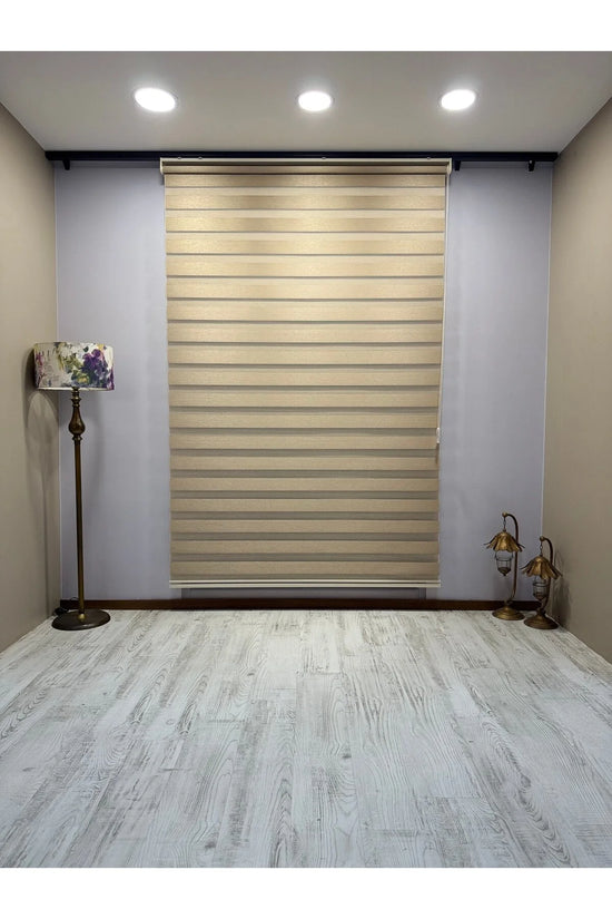 Tarçın Bej Işık Geçirmez Zebra Stor Perde - Karartma Özellikli, Yüksek Kalite Kumaş