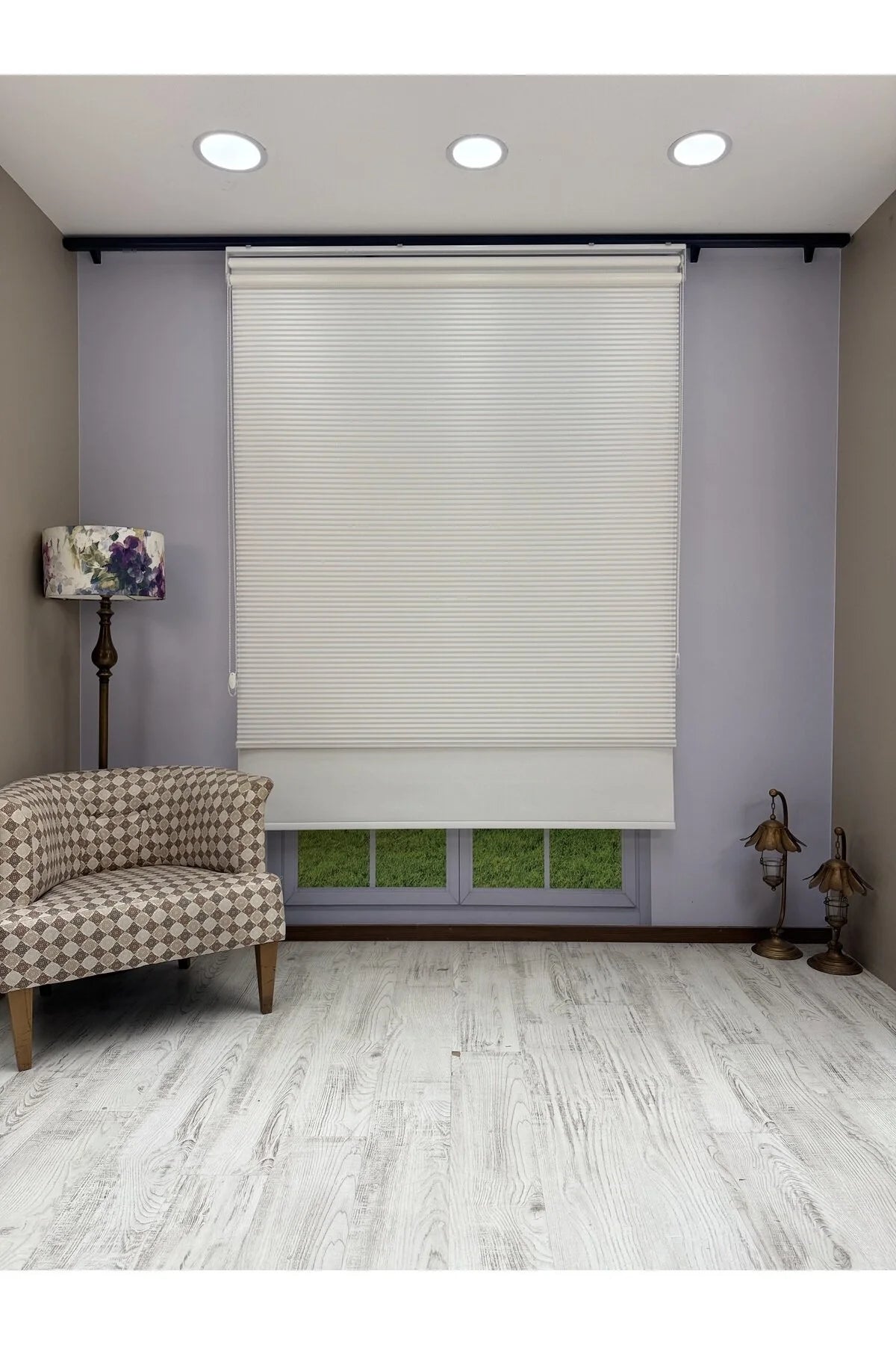 LUNA Serisi Beyaz Tül Beyaz Stor Perde Işık Kontrollü, Çift Mekanizmalı, Kolay Montaj