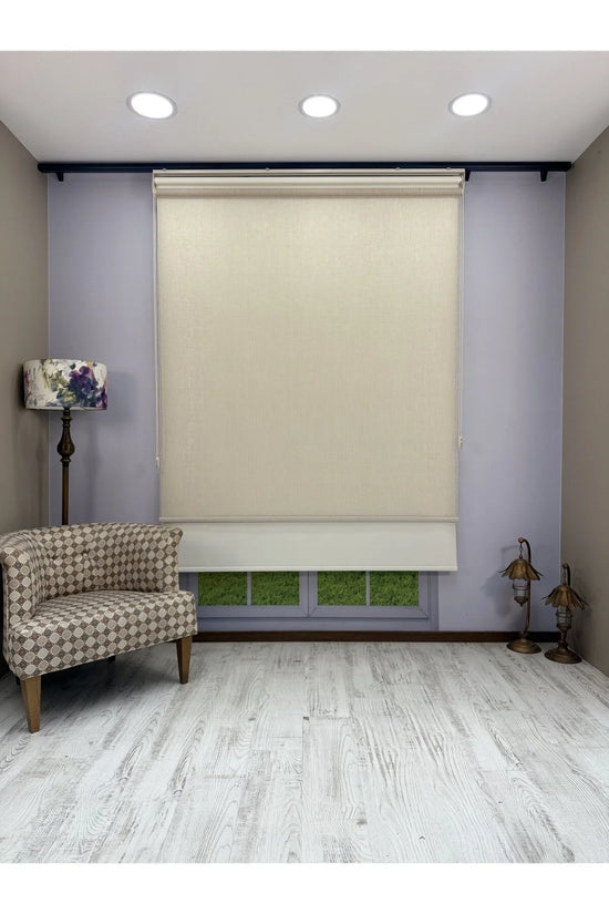 OLYMPOS Serisi – Kırçıllı Desenli Çift Mekanizmalı Bej Tül Stor Krem Perde