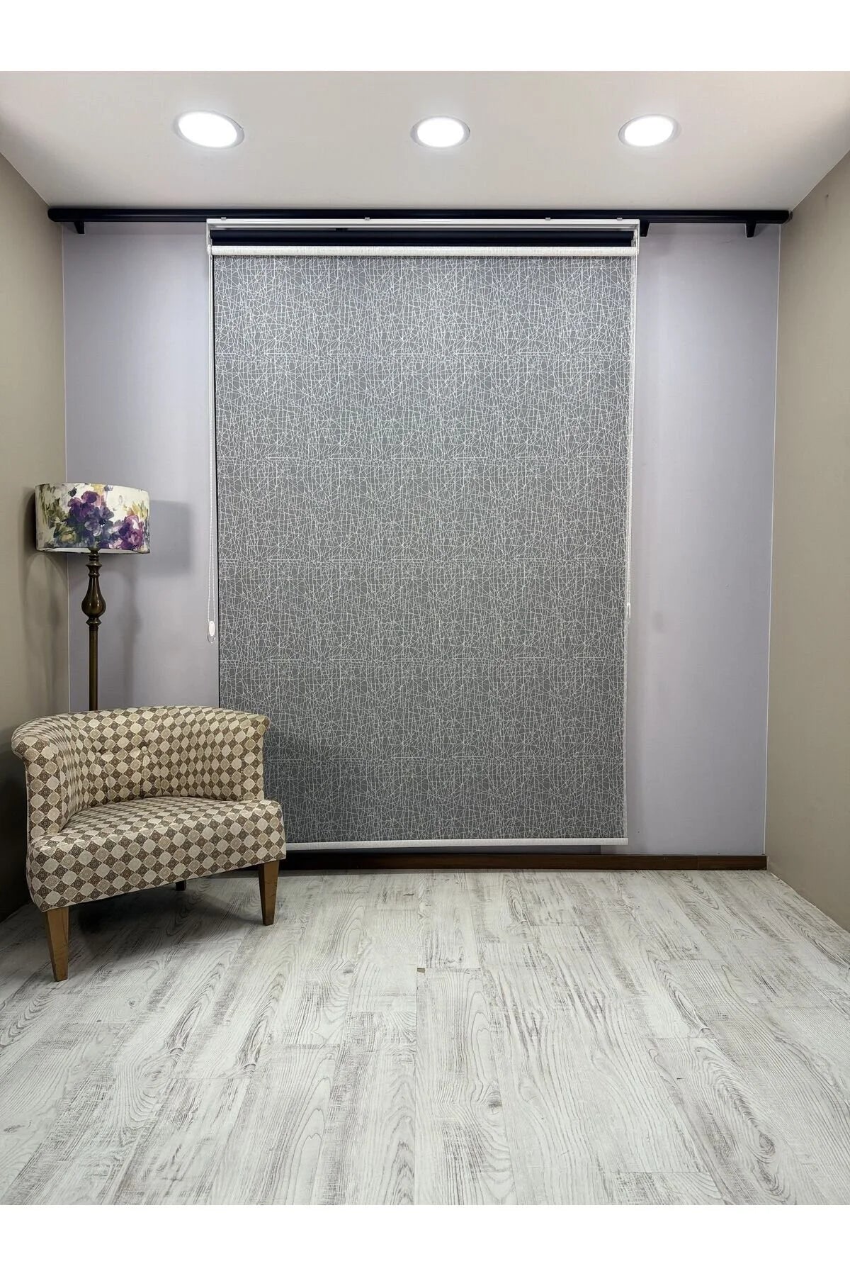 OLYMPOS Serisi – Kırçıl Desenli Çift Mekanizmalı Beyaz Tül Siyah Stor Perde