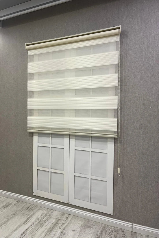 Zebra Stor Perde Geniş Plise Güneşlik Perde Krem