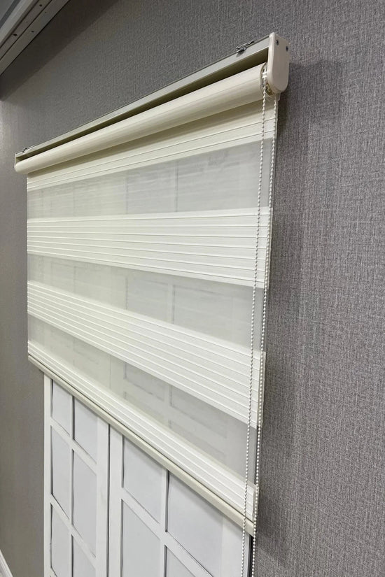 Zebra Stor Perde Geniş Plise Güneşlik Perde Krem