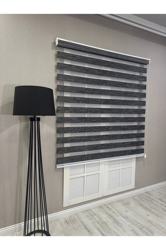 Donatti Bambu Zebra Stor Güneşlik Perde Siyah Gri Kırçıllı