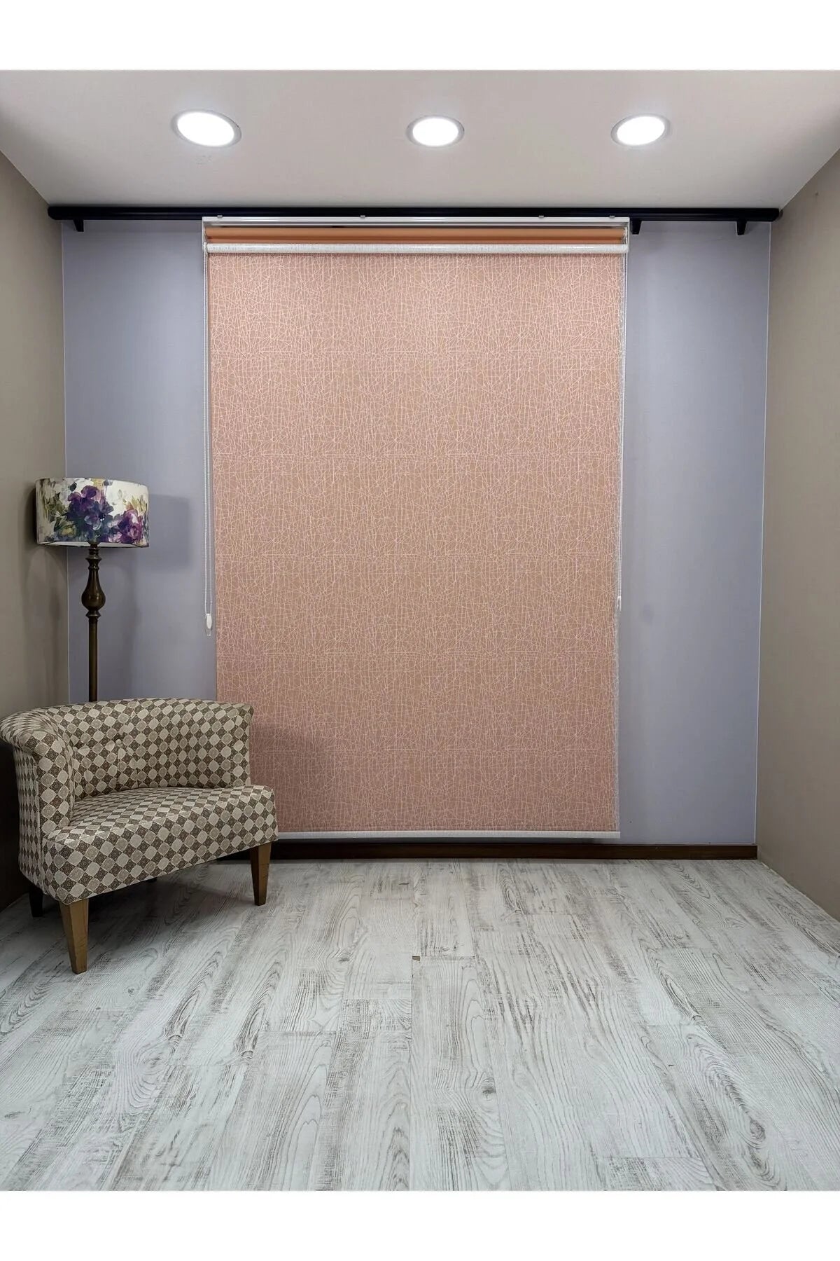 OLYMPOS Serisi – Kırçıl Desenli Çift Mekanizmalı Beyaz Tül Turuncu Stor Perde