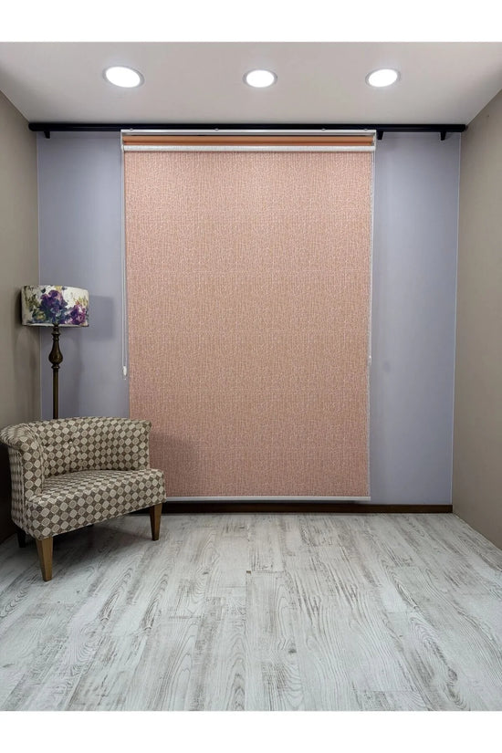 OLYMPOS Serisi – Kırçıl Desenli Çift Mekanizmalı Beyaz Tül Turuncu Stor Perde