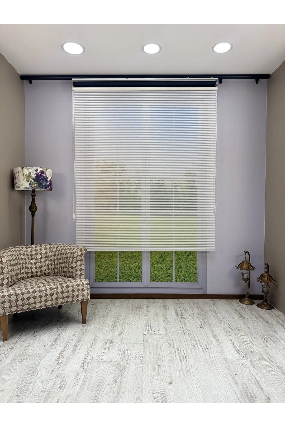 LUNA Serisi Beyaz Tül Siyah Stor Perde Işık Kontrollü, Çift Mekanizmalı, Kolay Montaj