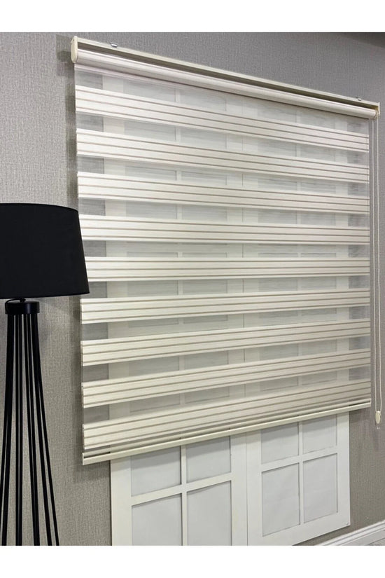 Zebra Stor Perde Dar Plise Güneşlik Krem Çizgili