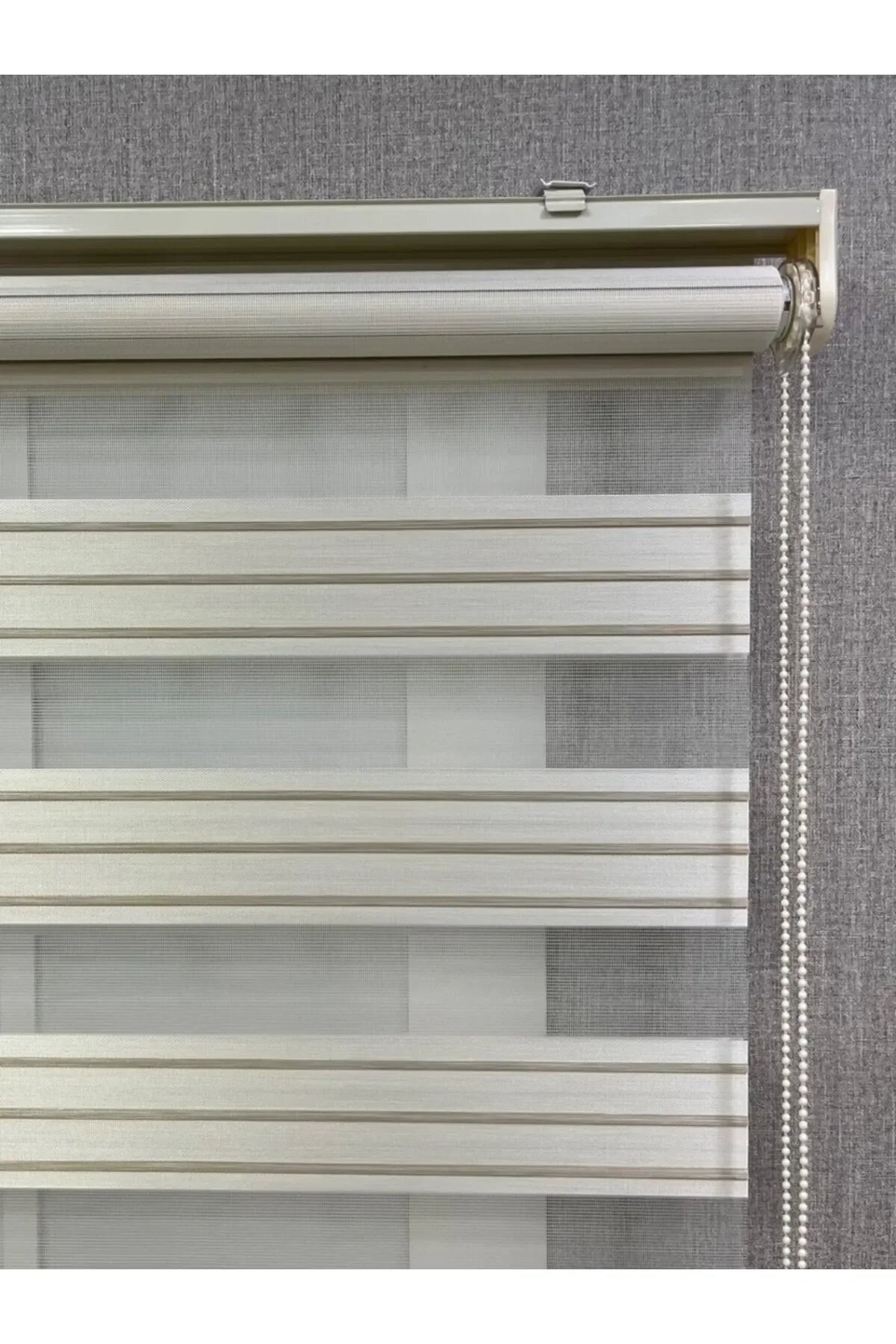 Zebra Stor Perde Dar Plise Güneşlik Krem Çizgili