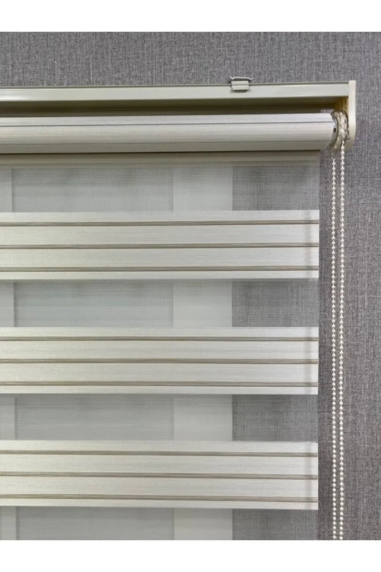 Zebra Stor Perde Dar Plise Güneşlik Krem Çizgili