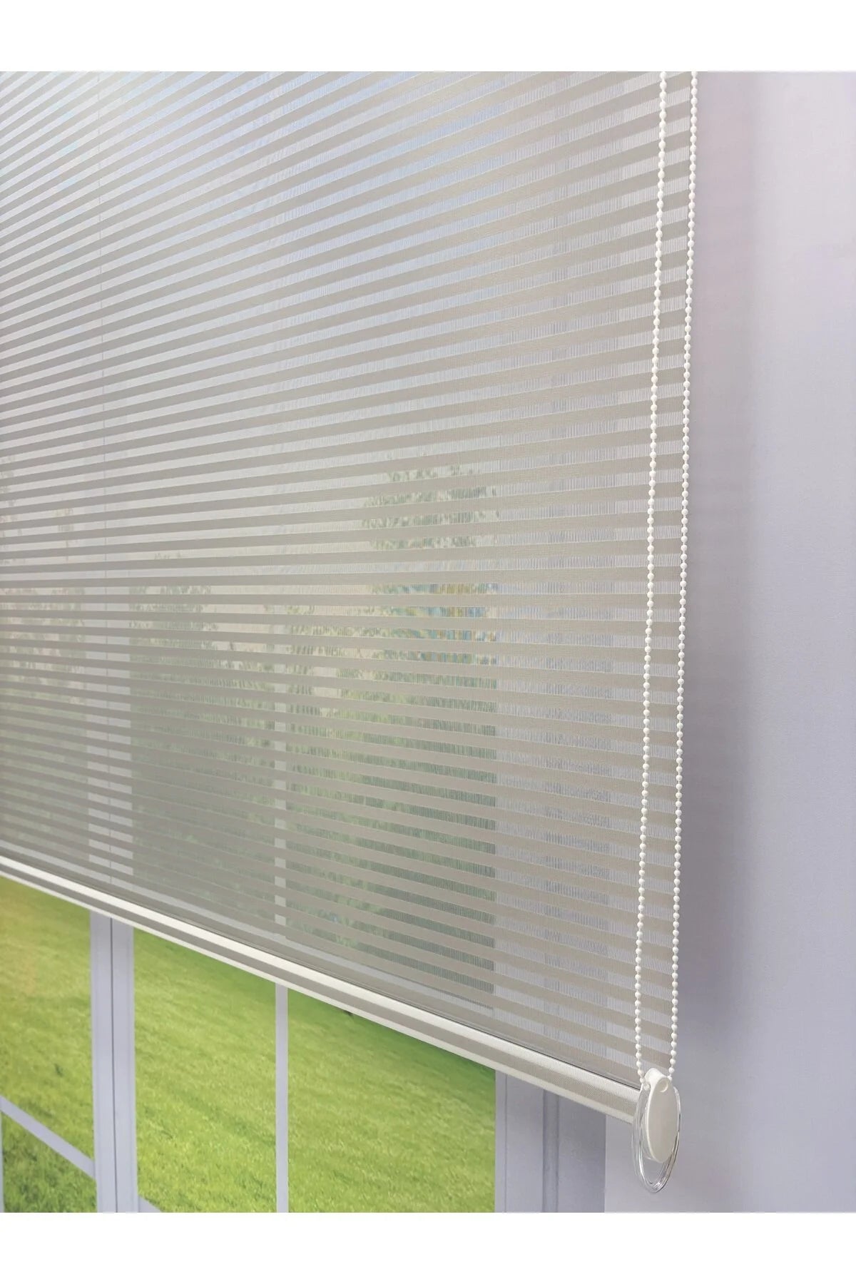 LUNA Serisi Açık Gri Tül Pembe Stor Perde Işık Kontrollü, Çift Mekanizmalı, Kolay Montaj