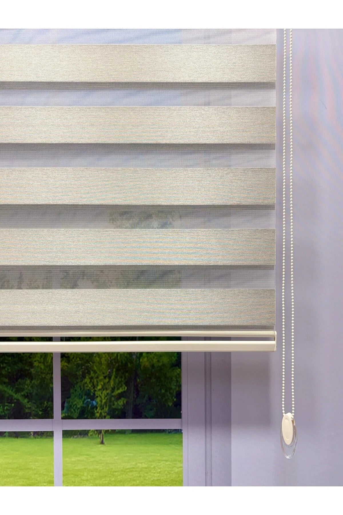 Kırık Bej Işık Geçirmez Zebra Stor Perde - Karartma Özellikli, Yüksek Kalite Kumaş