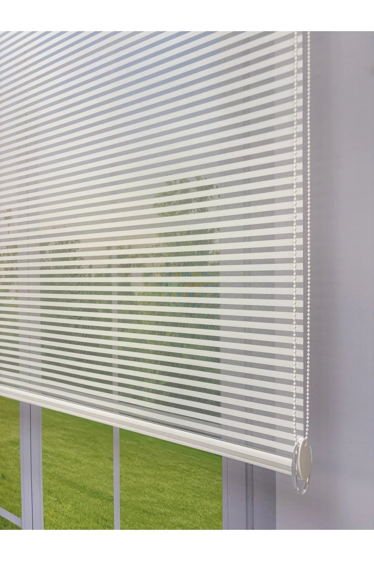 LUNA Serisi Beyaz Tül Pembe Stor Perde Işık Kontrollü, Çift Mekanizmalı, Kolay Montaj