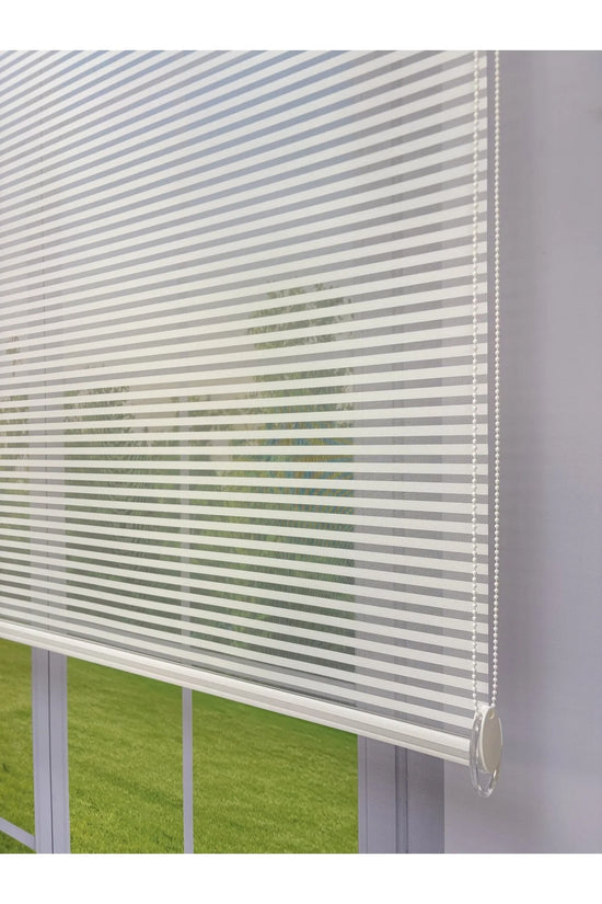 LUNA Serisi Beyaz Tül Pembe Stor Perde Işık Kontrollü, Çift Mekanizmalı, Kolay Montaj