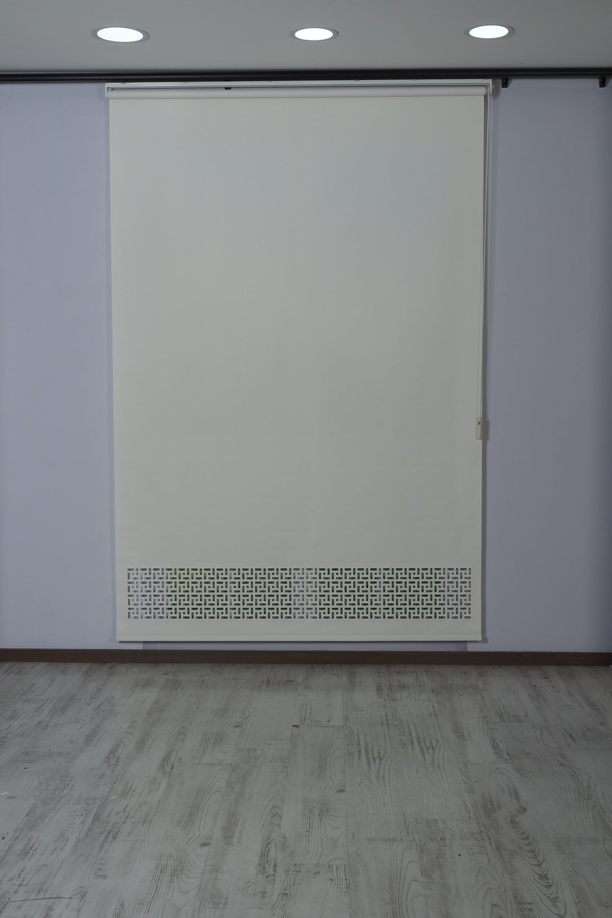 Lazer Kesim Dekoratif Geometrik Stor Perde 24 cm | İthal Mat Polyester | Krem | Oda Karanlığı