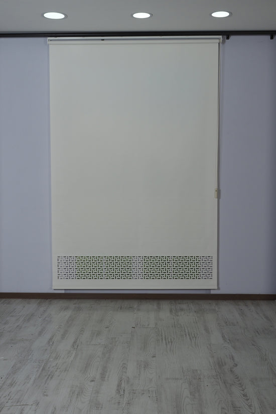 Lazer Kesim Dekoratif Geometrik Stor Perde 24 cm | İthal Mat Polyester | Krem | Oda Karanlığı