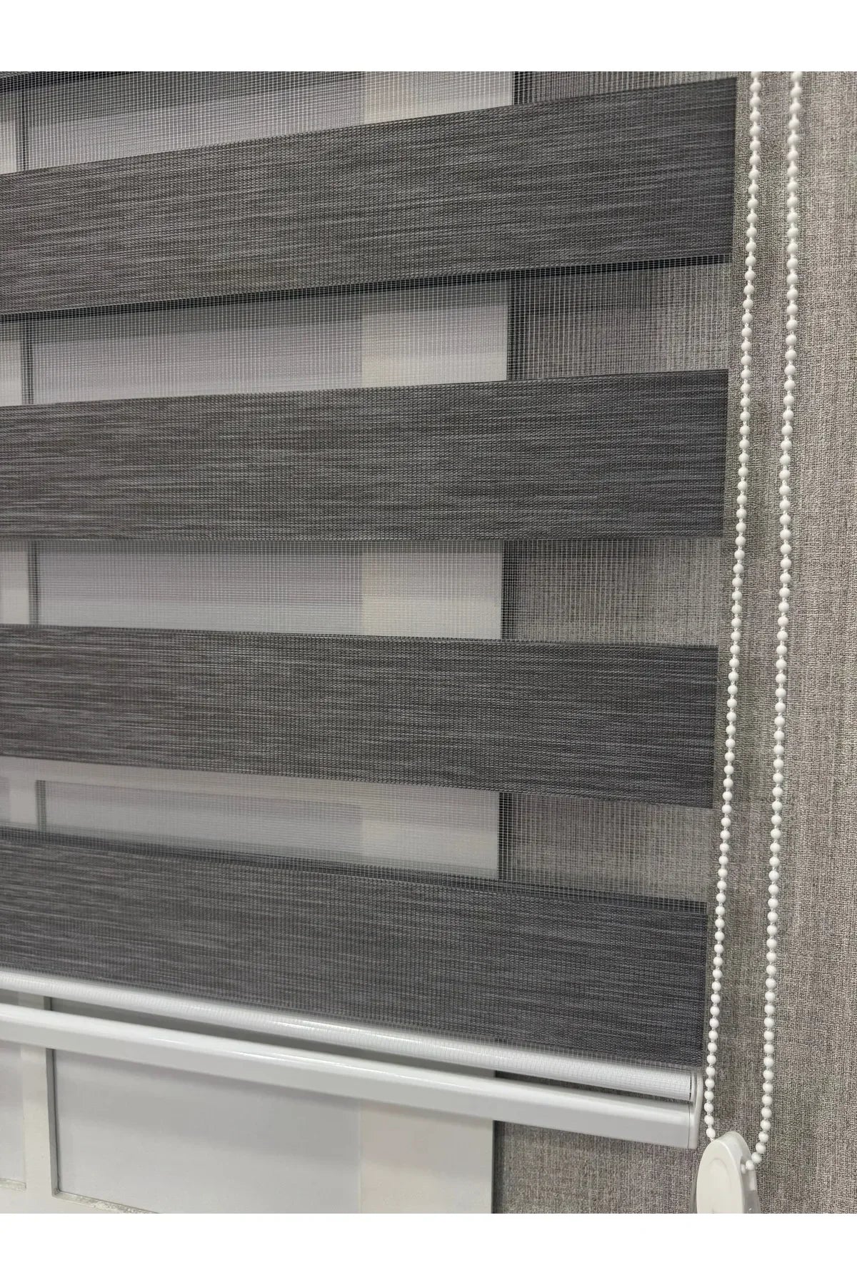 Donatti Bambu Zebra Stor Güneşlik Perde Füme Koyu Gri