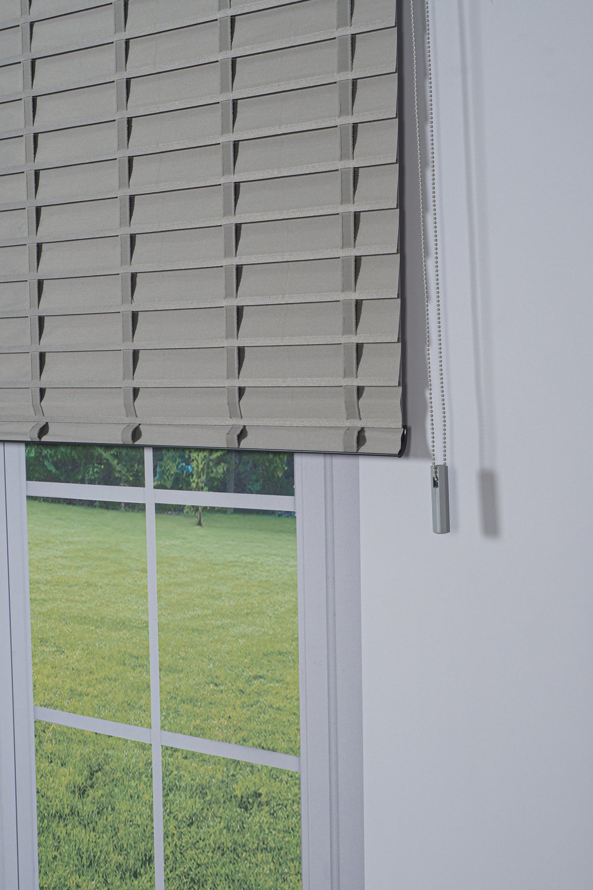 Ahşap Jaluzi Görünümlü Kumaş Silüet Gri Perde|Dekoratif Işık Kontrollü Tasarım