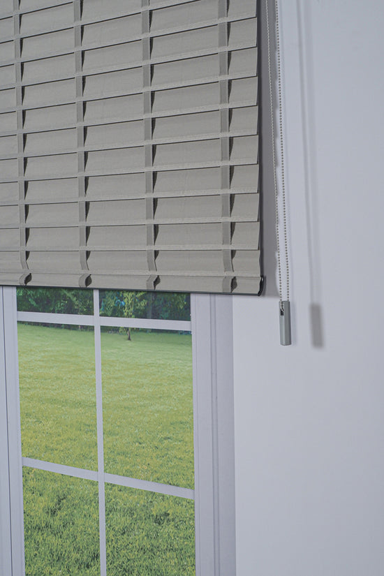 Ahşap Jaluzi Görünümlü Kumaş Silüet Gri Perde|Dekoratif Işık Kontrollü Tasarım