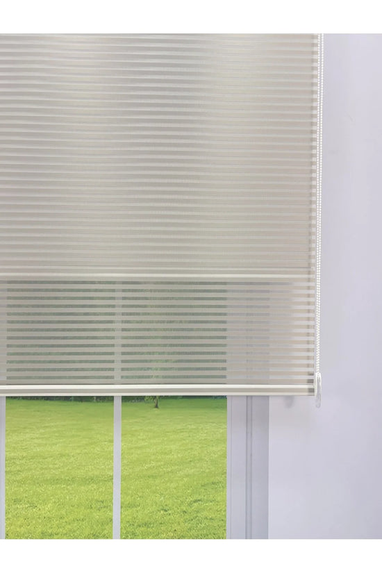 LUNA Serisi Açık Gri Tül Açık Gri Stor Perde Işık Kontrollü, Çift Mekanizmalı, Kolay Montaj