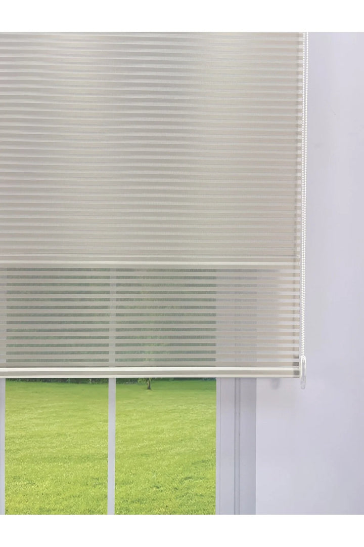 LUNA Serisi Açık Gri Tül Açık Gri Stor Perde Işık Kontrollü, Çift Mekanizmalı, Kolay Montaj