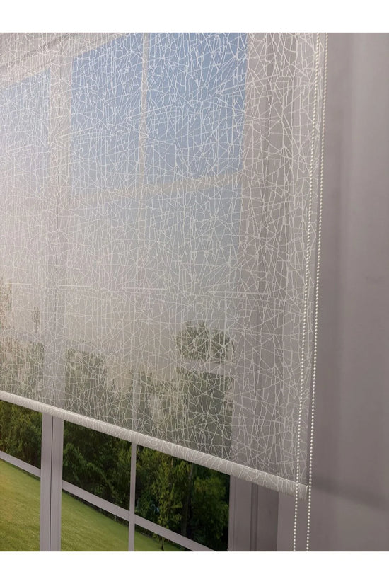 OLYMPOS Serisi – Kırçıl Desenli Çift Mekanizmalı Beyaz Tül Turuncu Stor Perde