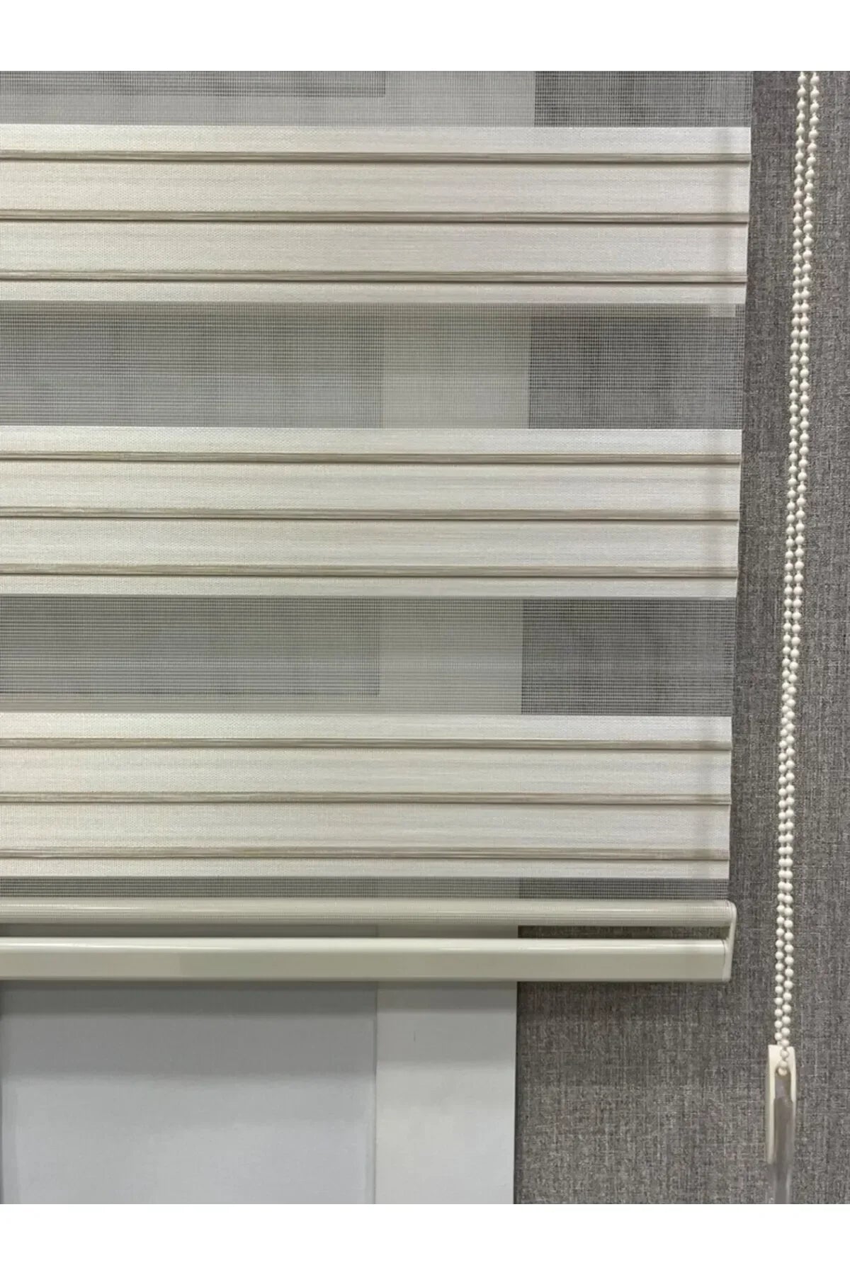 Zebra Stor Perde Dar Plise Güneşlik Krem Çizgili