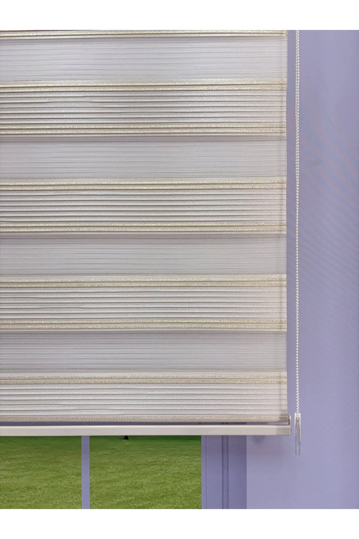 ANKA Serisi Gold Simli Zebra Perde – Gündüz Gece Kullanım, Stor Mekanizmalı