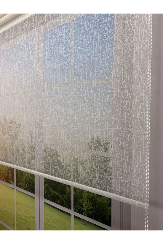 OLYMPOS Serisi – Kırçıl Desenli Çift Mekanizmalı Beyaz Tül Beyaz Stor Perde