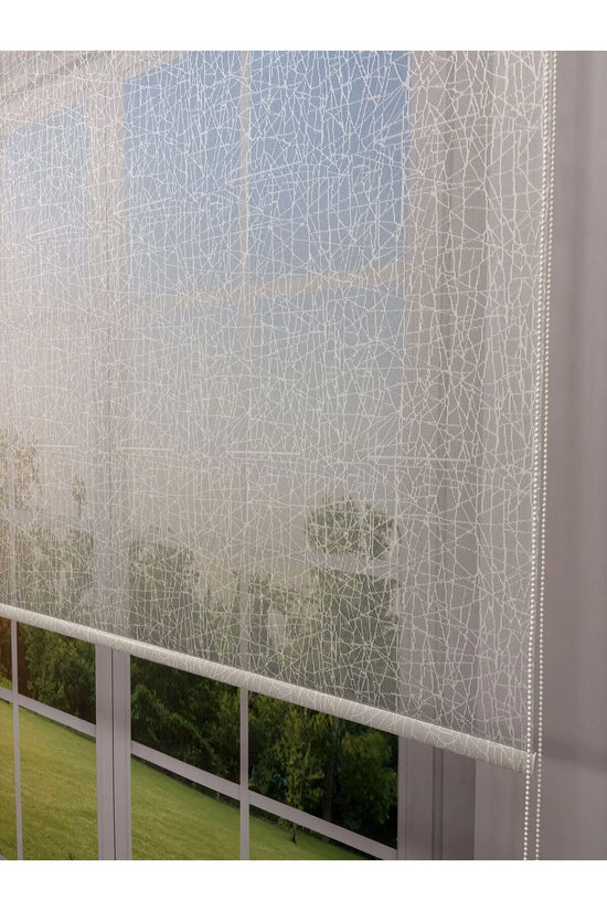 OLYMPOS Serisi – Kırçıl Desenli Çift Mekanizmalı Beyaz Tül Antrasit Gri Stor Perde