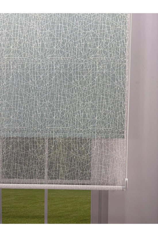 OLYMPOS Serisi – Kırçıl Desenli Çift Mekanizmalı Beyaz Tül Petrol Yeşili Stor Perde