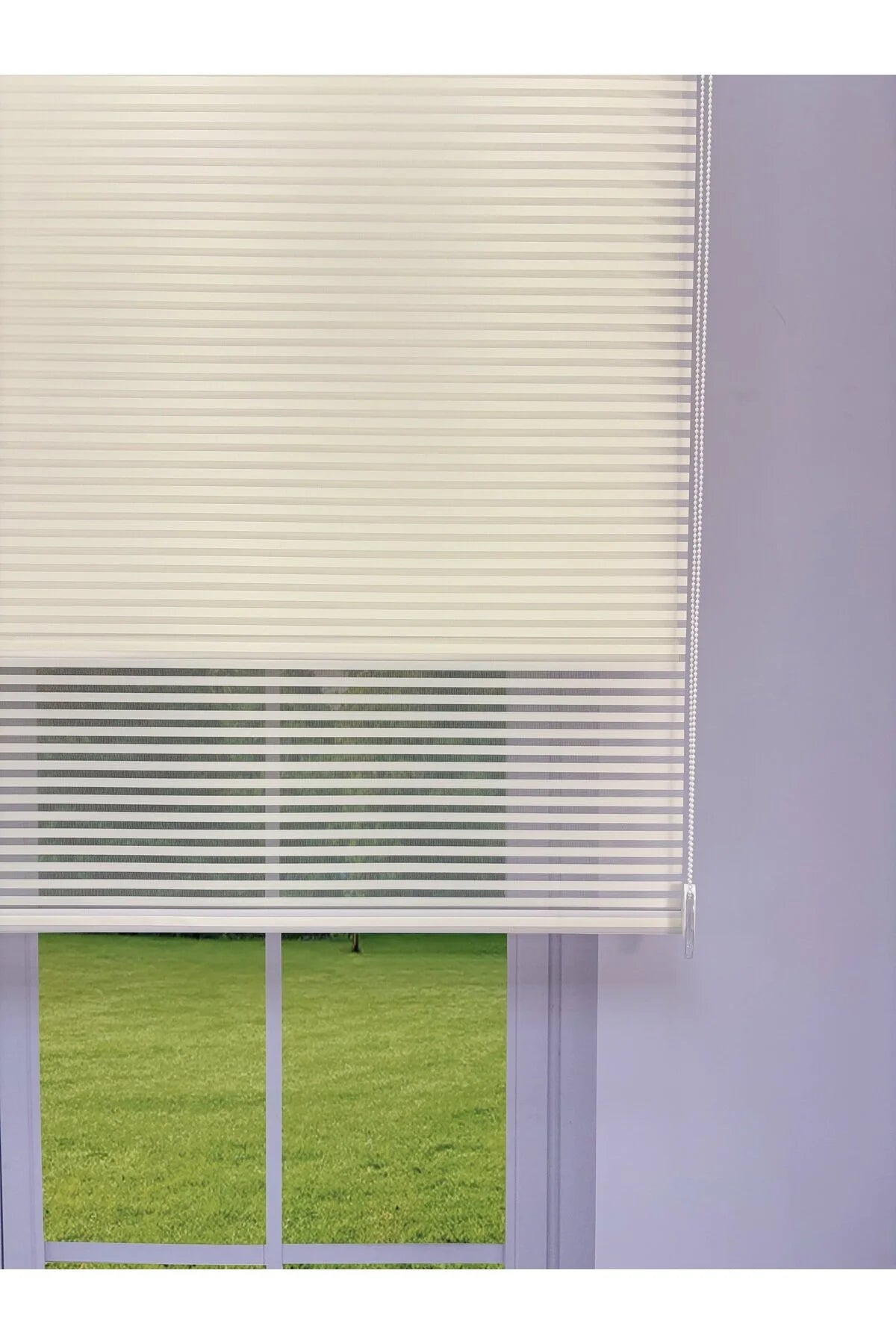 LUNA Serisi Ekru Tül Ekru Stor Perde Işık Kontrollü, Çift Mekanizmalı, Kolay Montaj