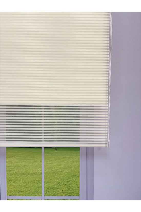 LUNA Serisi Ekru Tül Ekru Stor Perde Işık Kontrollü, Çift Mekanizmalı, Kolay Montaj