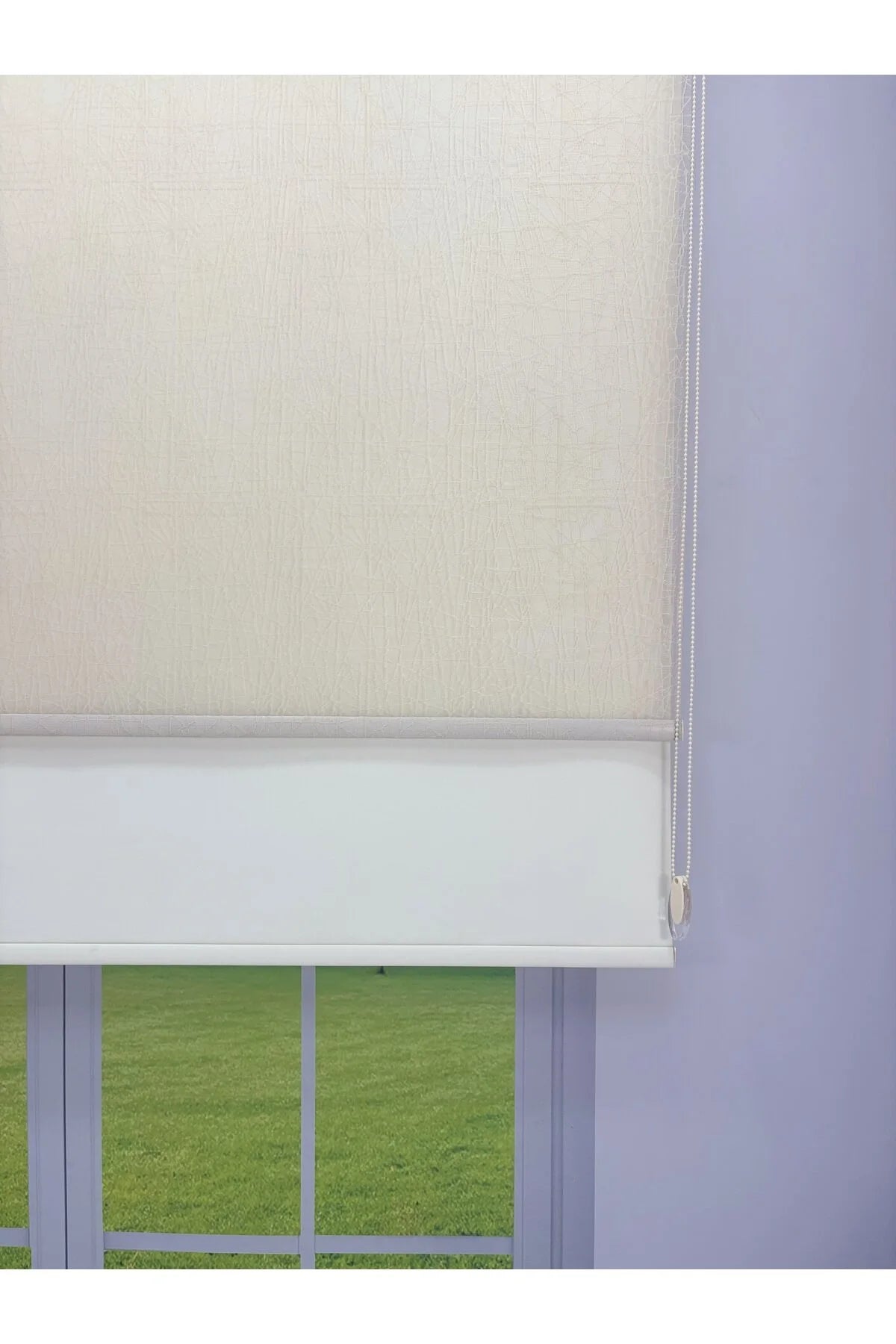 OLYMPOS Serisi – Kırçıllı Desenli Çift Mekanizmalı Bej Tül Stor Krem Perde