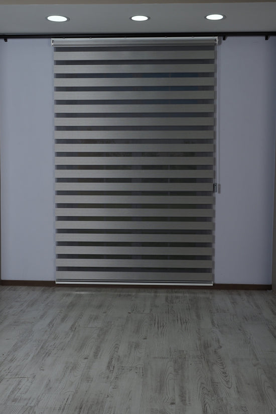 Zebra Dar Pileli %100 Blackout (Karartma) Gece Gündüz Yüksek Kalite Gri Zebra Perde