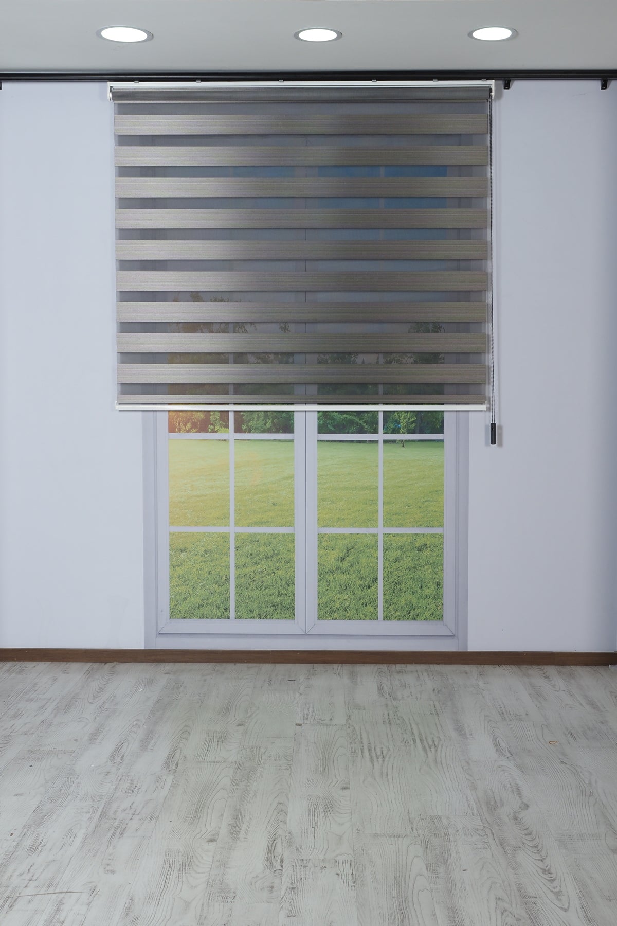 Zebra Dar Pileli %100 Blackout (Karartma) Gece Gündüz Yüksek Kalite Gümüş Gri Zebra Perde