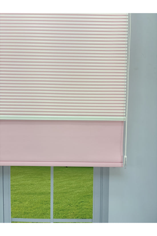 Luna Serisi Beyaz Tül Pembe Stor Perde – Işık Kontrollü