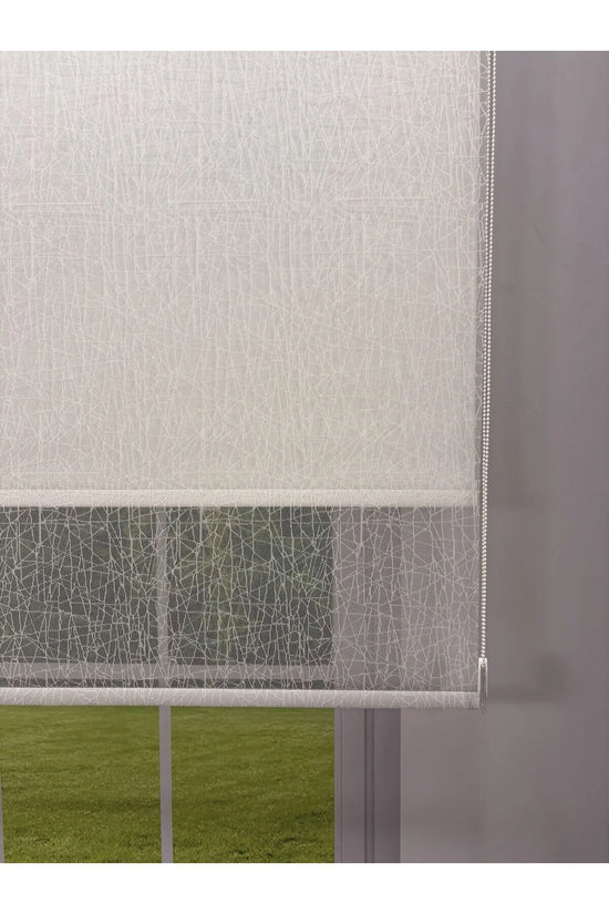 OLYMPOS Serisi – Kırçıl Desenli Çift Mekanizmalı Beyaz Tül Beyaz Stor Perde