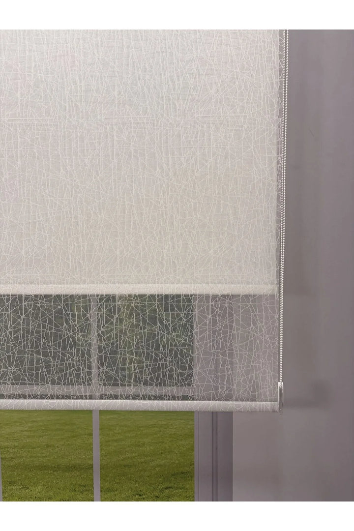 OLYMPOS Serisi – Kırçıl Desenli Çift Mekanizmalı Beyaz Tül Beyaz Stor Perde