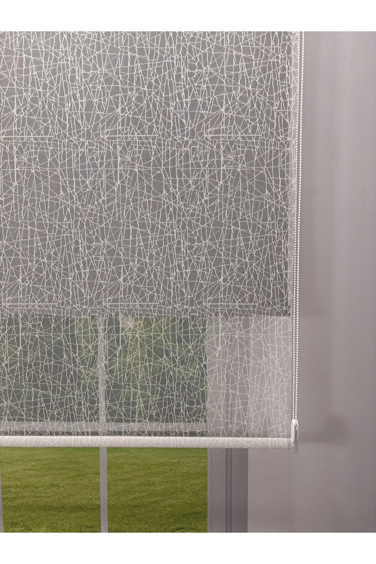 OLYMPOS Serisi – Kırçıl Desenli Çift Mekanizmalı Beyaz Tül Antrasit Gri Stor Perde