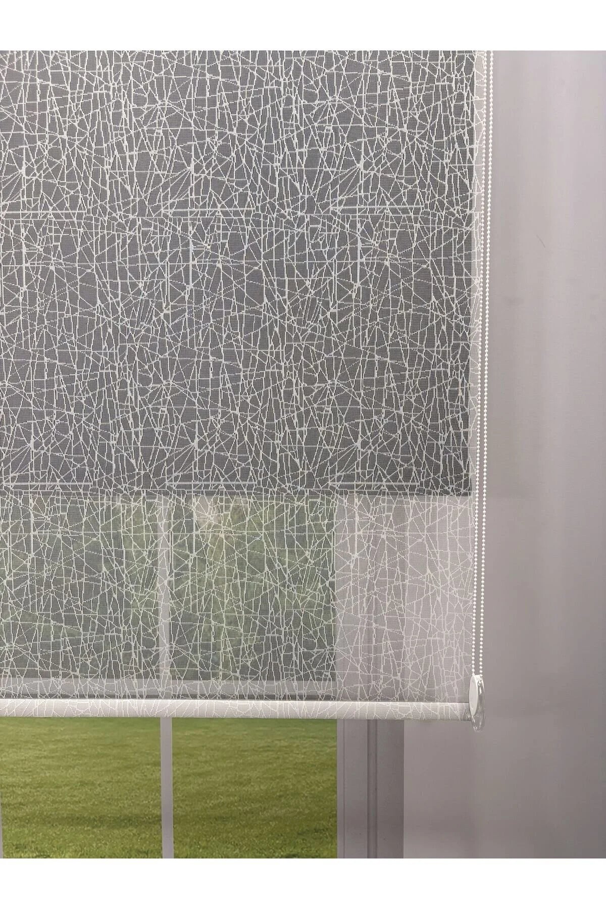 OLYMPOS Serisi – Kırçıl Desenli Çift Mekanizmalı Beyaz Tül Siyah Stor Perde